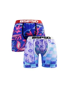 2Pcs Men's Boxers Briefs Comfortable Fitted Breathable Underwear Fashion Print Mens Boxershorts Daily Wear Swimming Underpanty for Men's Daliy Wear