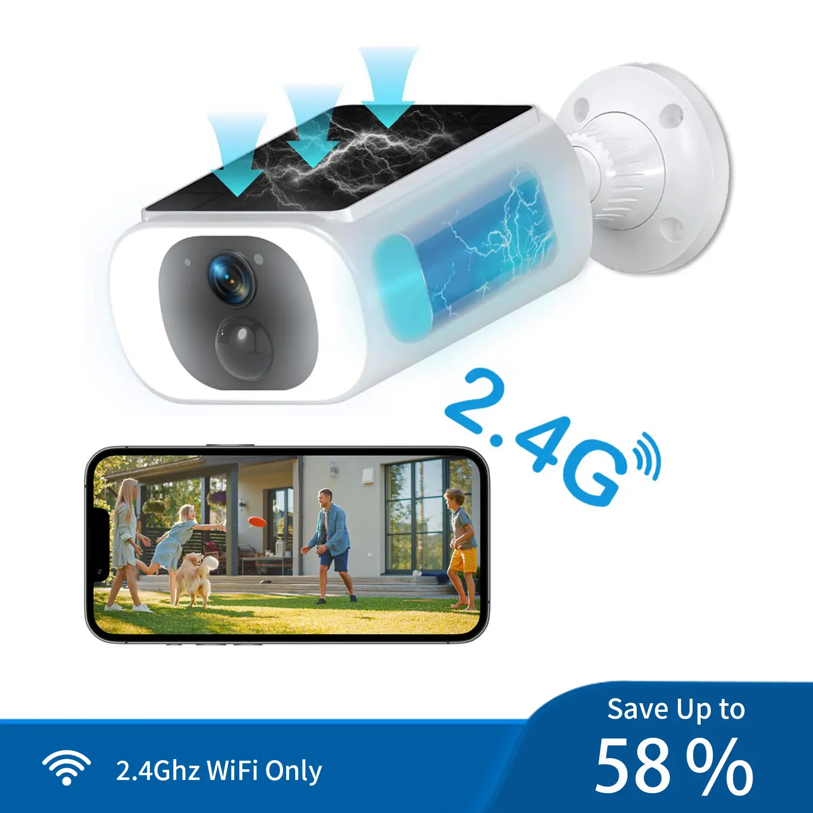 Anran Solar Security Camera Wireless Outdoor,3MP Home Surveillance,Floodlight,2.4G WiFi,Color Night Vision,2-Way Talk,Waterproof,Work with Alexa