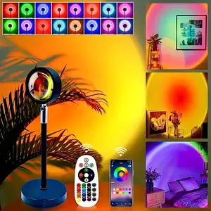 Sunset Lamp for Bedroom,App & Remote Control,180°Rotation RGB Color Changing LED Sunset Lamp Projector,Room Decor,Valentine's Day,Birthday,Wedding Gifts for Women