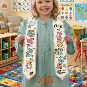 Personalized Preschool Graduation Stole, Custom Kids Sash, Class Of 2026, Name & School Gift, Kid Graduation Stole