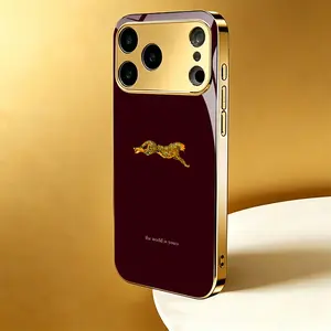 Leaping cheetah pattern design phone case for Samsung Galaxy A06/Galaxy A11/Galaxy A12 5G/Galaxy A13/Galaxy A13 5G/Galaxy A14 5G/Galaxy A15/Galaxy A16 5G/Galaxy A22/Galaxy A22 5G/Galaxy A23 Light luxury gold glass texture phone case