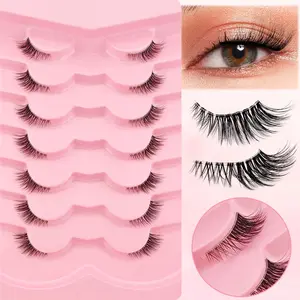 Half-eye False Eyelashes, 7 Pairs Natural Curling Wispy Faux Cluster Lashes, Full Volume Eyelash for Lashes Extensions, Eye Makeup Tool, Cluster Lashes Kit Volumized False Eyelashes, DIY Lash Clusters, Fake Lashes, Volume Focused Lashes, Eyelashes Set