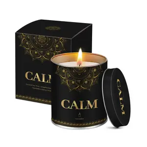 Calm Lavender Scented Candles 9 Oz Jar for Home Office Meditation Yoga Natural Soy Wax Safe Harmless Aroma Decor Perfect Gift