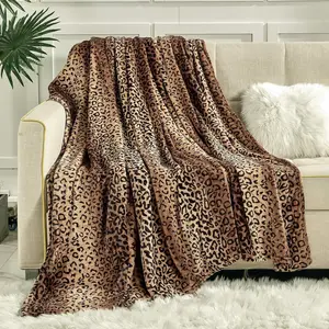 Flannel Fleece Blanket - Throw Size 50" x 60", 280 GSM Lightweight Blanket for Couch, Sofa, or Bed, Super Soft, Cozy, Warm Blanket with Leopard Print