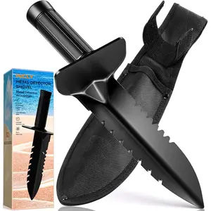 Metal Detector Shovel, Heavy Duty Double Serrated Edge Digger, Detecting Digging Tool with Sheath for Belt Mount, Gardening & Detecting Accessories for Metal Detection Digging Weeding Planting