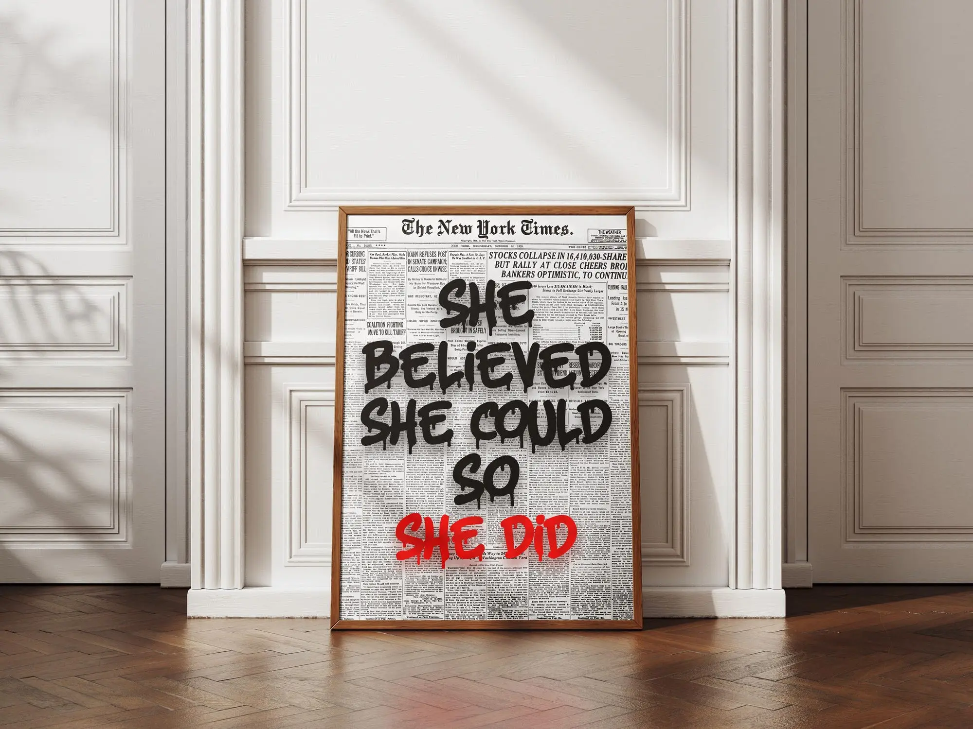 She Believed She Could So She Did Motivational Wall Art Print Feminine Poster Girl Typography Decor