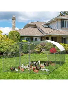 Large Steel Frame Multi-Use Chicken Cage - 3-9.8x19.7x6.6 ft. Secure Poultry Shelter with Run, Walk-In Shape, Waterproof Roof, Sloped Design, Cover for Backyard Farm, Rabbits