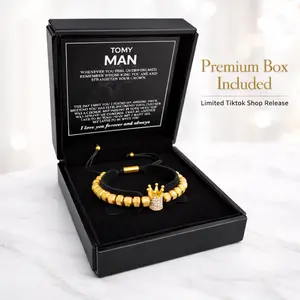 Men’s Bracelet ‘To My Man’ – Gift for Him, Christmas & Black Friday Deal, Premium Box, Adjustable Stainless Steel Jewelry, Motivational ‘Straighten Your Crown’ Wristband, Fashion Accessory for Men, Birthday & Father’s Day Gift
