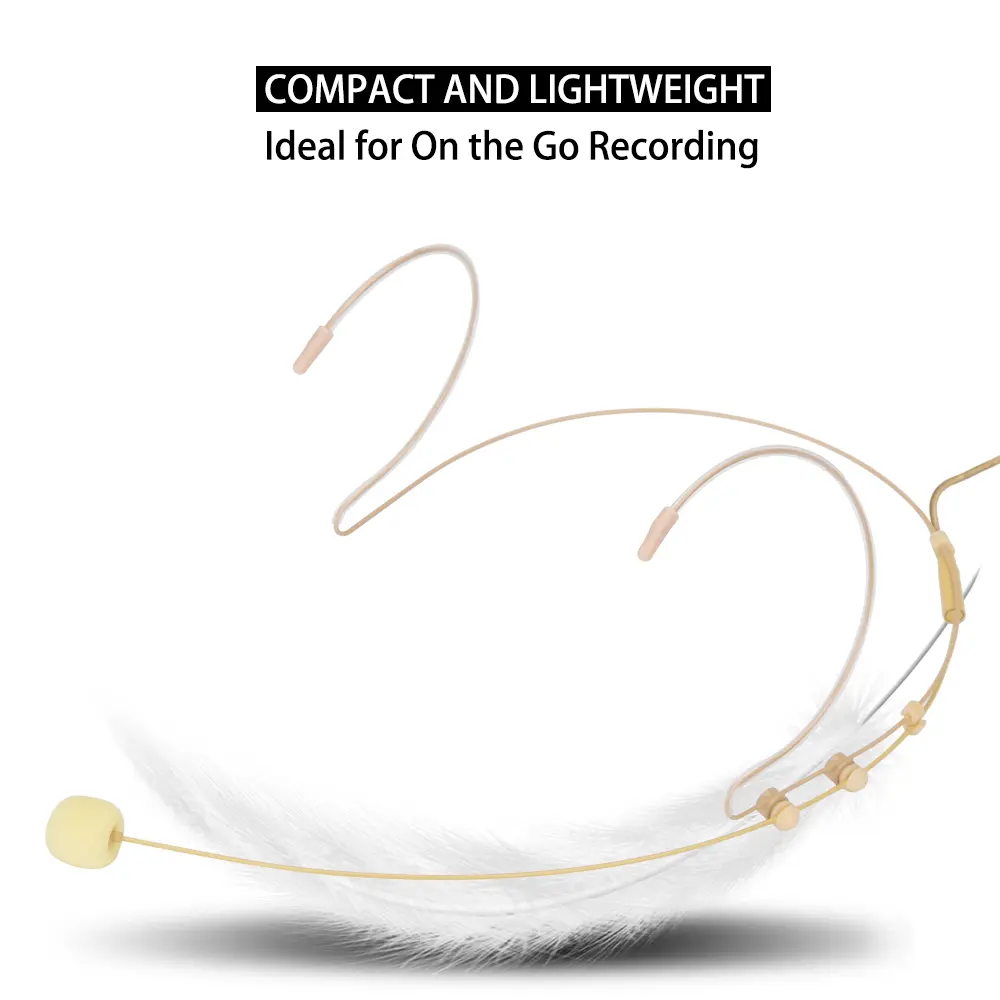 Head mounted Dual ear hanging Microphone- Lightweight, for Shure Sennheiser AKG MiPro Audio Technica 4Pin TA4F 3Pin TA3F 3.5mm