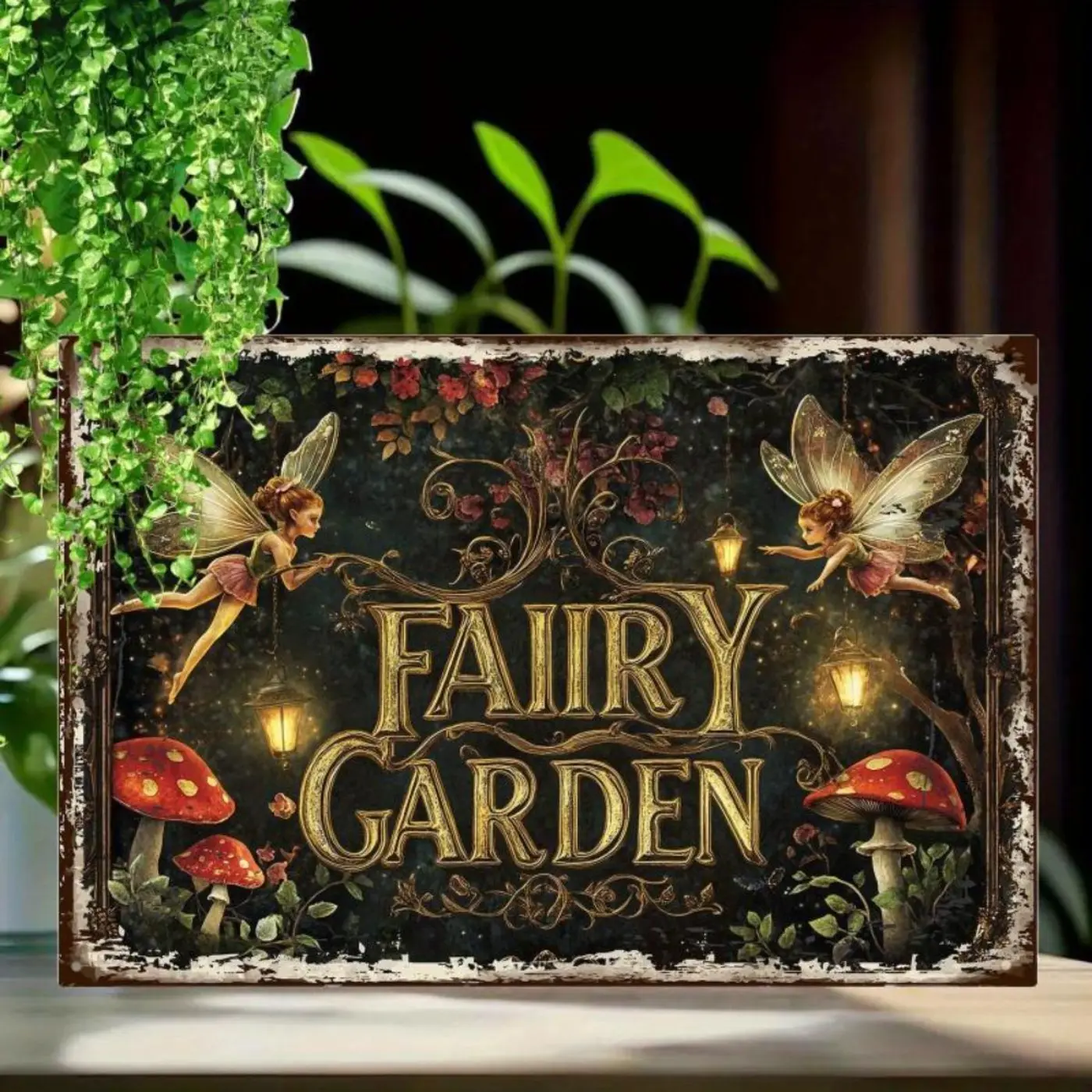 Hello Young Vintage fairy garden metal sign! Wall art for living room/bedroom/kitchen/bathroom, fairy tale decor, Indoor Home Decoration!