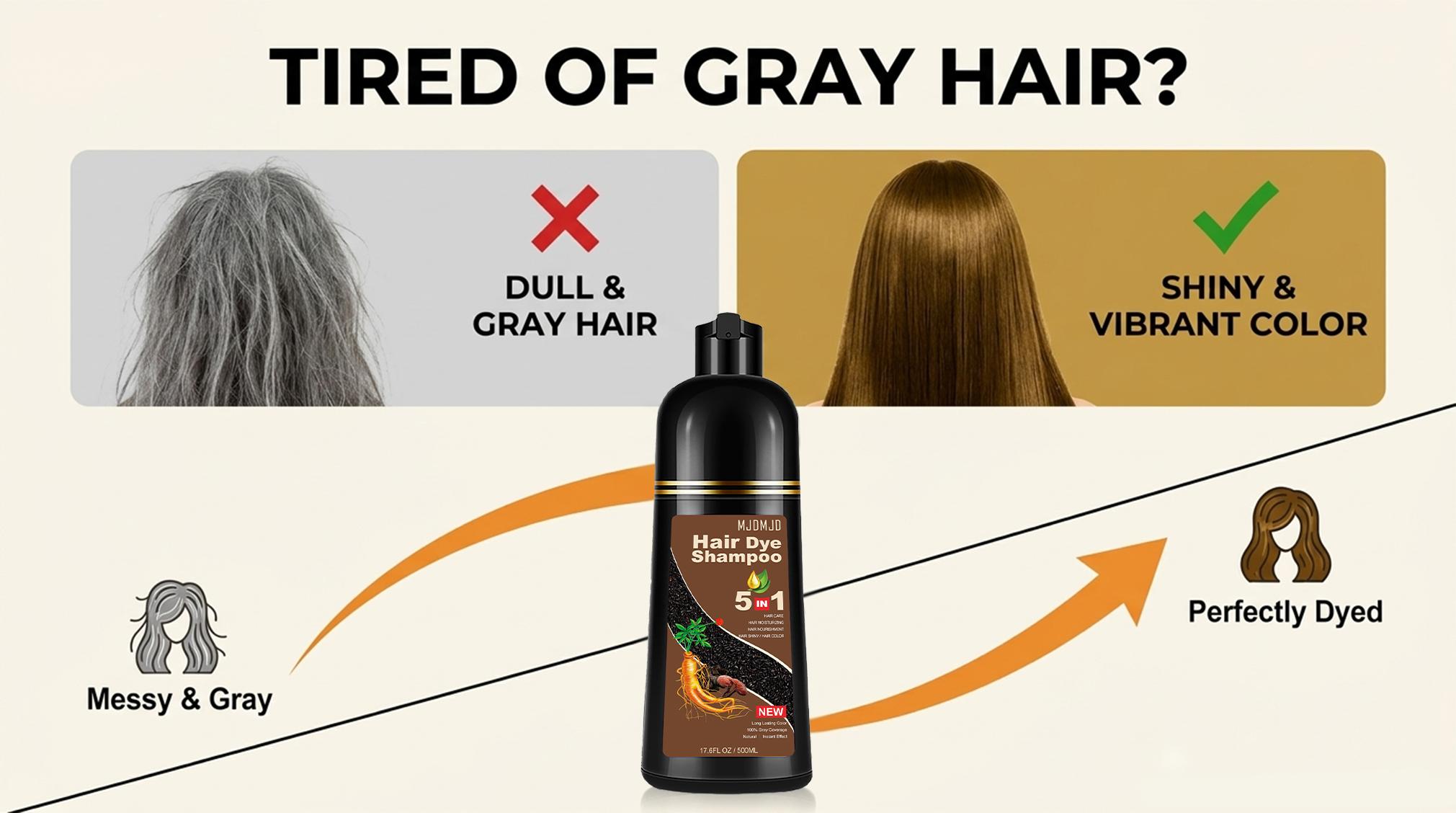 Instant Hair Dye Shampoo 3-in-1 for Gray Coverage, Natural Dark Chocolate Hair Color Shampoo for Women & Men, Colors in Minutes, Gentle Conditioning & Easy At-Home Use, 500ml