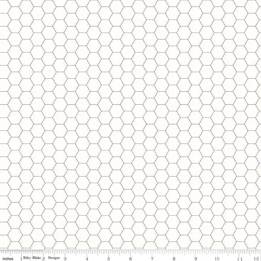 Fabric Riley Blake Gray Honeycomb Bee Backgrounds by the Quarter Yard C6387-GRAY