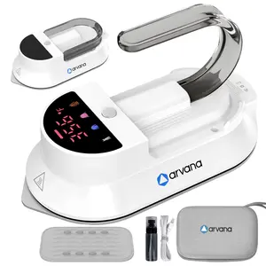 Travel Mini Dry Iron, 100-240V Mini Iron for Crafts and Sewing, Digital Display, Detachable Handle & Cord, Teflon Non-Stick Soleplate, Spray Bottle and EVA Case for Sewing, Quilting, Craft & Travel