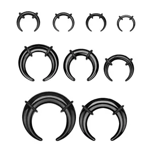 Septum Pincher Black Acrylic Crescent Tapers Bull Stretchers Expander Ear Gauges O Rings Nose C Shaped Buffalo Piercing Jewelry 00G 14G