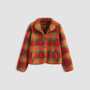 Cider Plaid Teddy Fleece Jacket