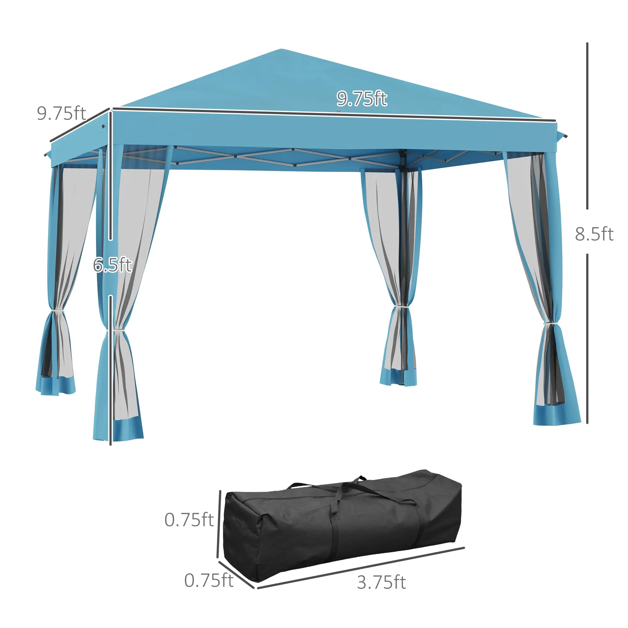 Outsunny 10' x 10'/10' x 20' Pop Up Canopy Tent with Netting, Heavy Duty Party Tent, Large Tents for Parties with Carry Bag for Outdoor, Garden, Patio Outsunny 10' x 10'/10' x 20' Pop Up Canopy Tent with Netting, Heavy Duty Party Tent, Large Tents for Parties with Carry Bag for Outdoor, Garden, Patio