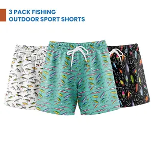 3-Pack Lure Fishing Shorts - 5 Inch Inseam Fishing Mesh Design for Men & Women Ideal Gym Wear Streetwear Running wear & Gifts Breathable & Comfortable