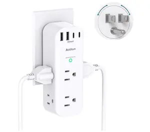 Surge Protector Wall Outlet Extender, Multi Plug Outlet with Rotating Plug, 6 AC Outlets 4 USB Ports (2 USB C), 1800J, 3-Side Power Strip Wall Mount, Outlet Splitter for College Dorm Travel Essentials