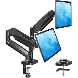 13"-32" Dual Monitor Mount, Full Motion Gas Spring Monitor Stand Hold up to 17.6lbs - Black