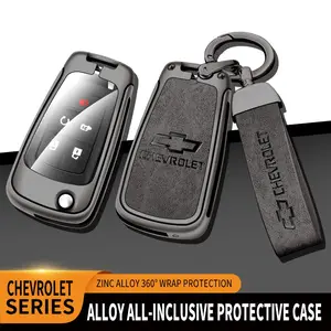 Zinc Alloy Car Flip Key Case Cover Shell Bag, Compatible with Chevrolet Cruze Aveo Trax Sail Malibu Captiva Prism Spark