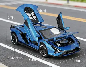 Diecast Metal Toy Car with Light & Sound Pull Back Vehicle for Kids Ages 3-12