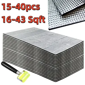 16 Sqft - 43 Sqft Car Heat Sound Deadening Insulation Mat with Roller 15pcs - 40pcs Set, 16"x10" Universal Automobile Sound Deadening & Heat Insulation for Auto Hood Engine Roof Door Trunk 275 Mil