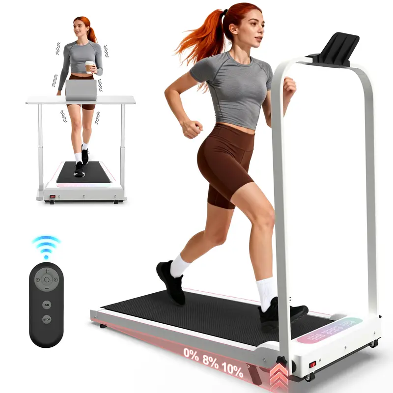 2-in-1 Portable Under Desk Walking Pad Treadmill - 15in x 36.5in Anti-Slip Run Belt, 2.5 HP Compact Foldable Fitness Equipment, Shockproof Knee Cushion, 6-Month Long-Term Use, Home Gym Equipment, Office Desk Treadmill, Gym Equipment For Home