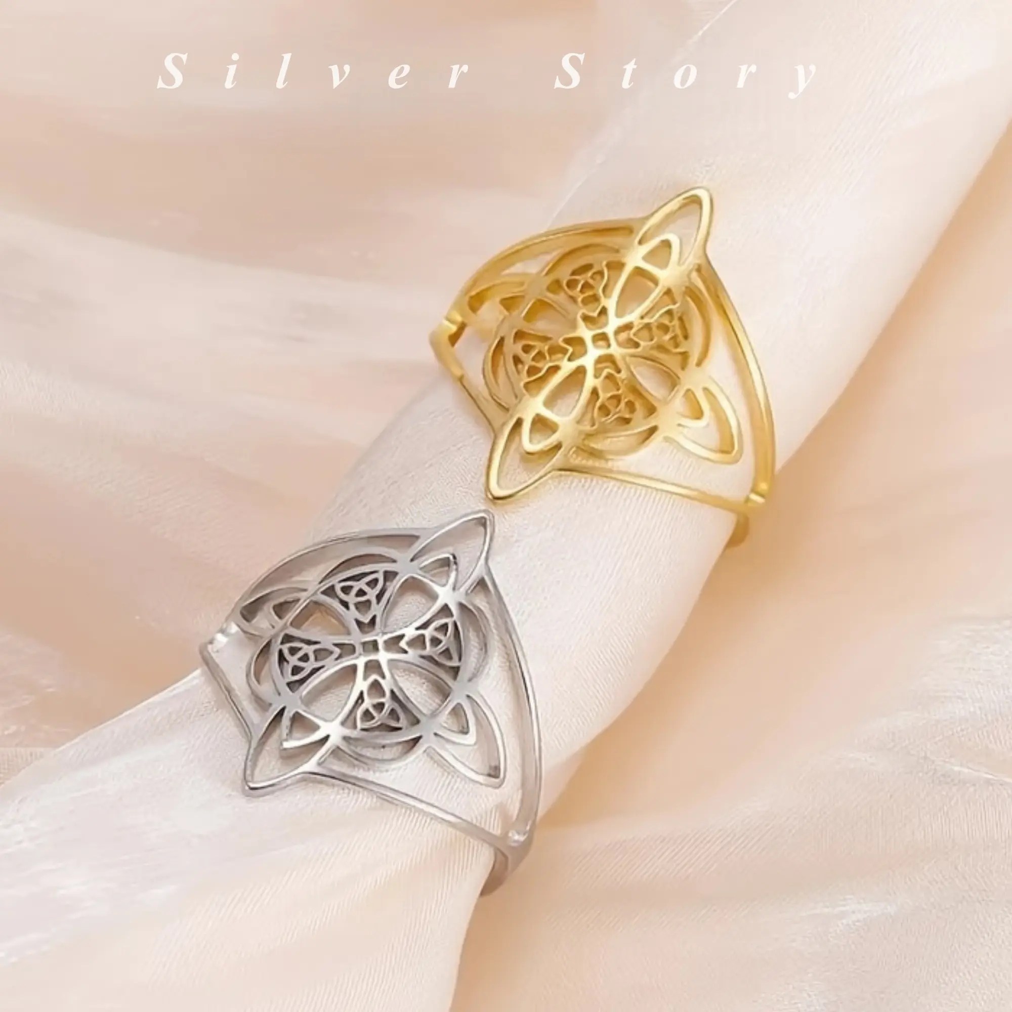 925 Silver Classic Witch Knot Ring - Pagan Witchcraft Style Fashion Ring, Protection Charm Daily Wear Jewelry for Women, Celtic Knot Design Witchtok Accessory