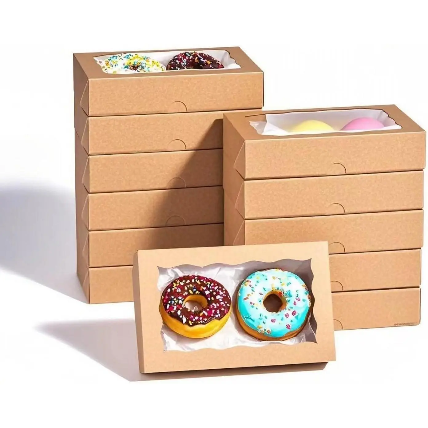 50 count 7x4.33x1.5 Inch Brown Cookies Boxes with Window Bakery Boxes Cake Pop Boxes Chocolate Macaron Boxes Cakesickle Boxes  Boxes for Christmas Valentine's Father's Mother's Day