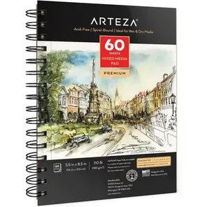 Mixed Media Sketchbook, 5.5 x 8.5 Inches, Pack of 1, 60 Sheets, Micro-Perforated Spiral-Bound Paper Pad for Wet and Dry Media