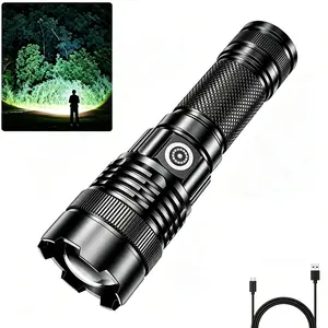 SKYWOLFEYE High Lumens Tactical Flashlight, Super Bright LED Zoomable Torch, USB-C Rechargeable with Emergency Power Bank Function, IP65 Waterproof 4 Modes Heavy Duty Light for Camping Survival Mechanics Emergency