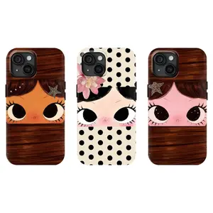 Big Eyes Girl Pattern Phone Case | Retro Cartoon Girl Pattern Protective Case, Compatible with iPhone 17/16/15/14/13/12/11 Pro Max/Plus and Samsung Galaxy S23FE/22/23/24/25, Perfect Gift for Friends