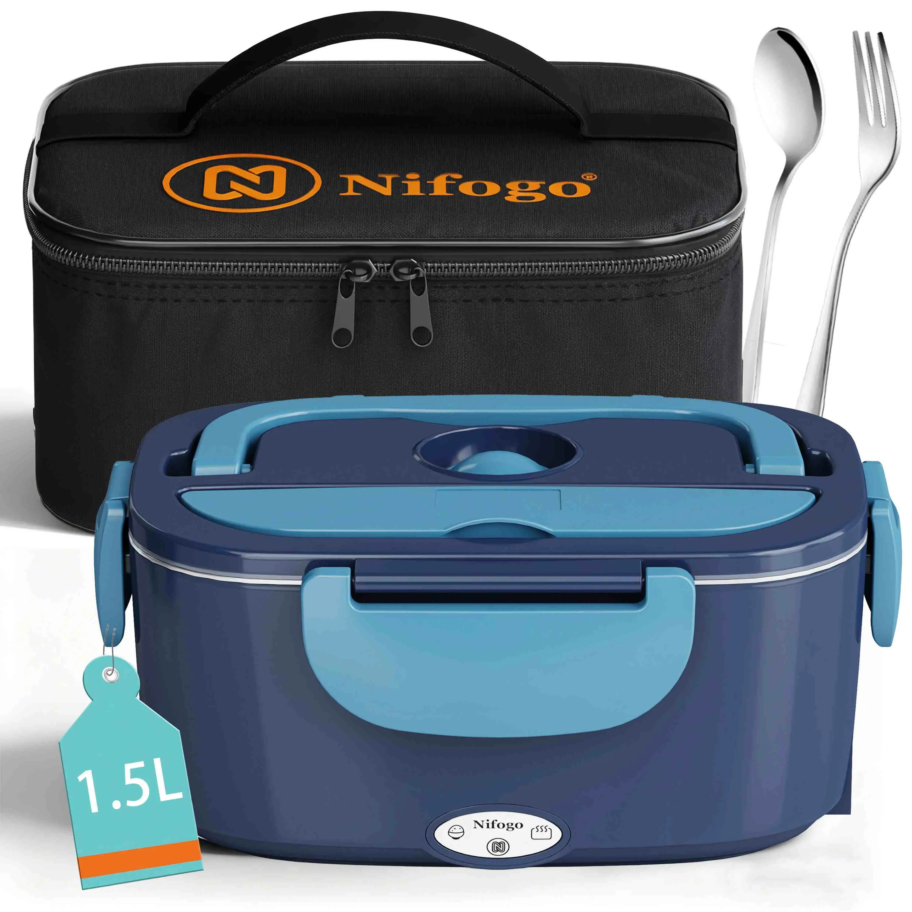 Electric Lunch Box, 1.8L Portable Food Warmer with Stainless Steel Container for Adults, 100W Heating for Home, Office, Car & Camping Use, Includes Bag & Tableware, Food Warmer Lunch Box, Personal Lunch Box