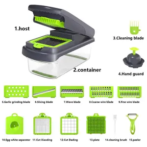 Multifunctional 14-in-1 Food Chopper Kitchen Vegetable Slicer Dicer Cutter With 8 Blades Onion Chopper Christmas New Year Gifts for Mom