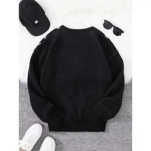 Men's Spider Web Pattern Round Neck Crewneck Sweater, Regular Fit Casual Drop Shoulder Long Sleeve Jumper for Spring & Fall, Fashion Men's Knitwear for Daily Wear
