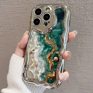 Phone Cases - Completely New Electroplated Cream Wave Phone Cover, Compatible with All Models of Iphone 16/15/14/13/12/11/X/Xs/Pro/Plus/Max, Stylish And Attractive Design, Accurate Lens Protection, Shock-Resistant And Drop-Resistant