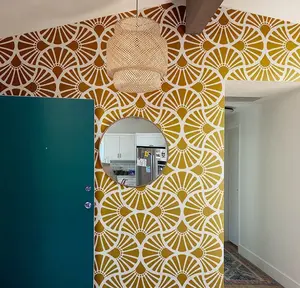 Art Deco Wall Stencil | Accent Wall Stencil | Art Deco Fan Stencil | DIY Home Improvement | Wallpaper Stencil