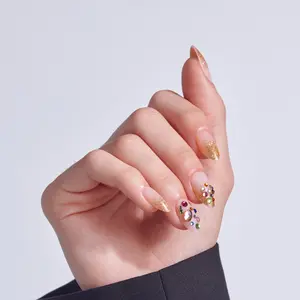 Kiss Luxe Press On Glue Nails - Golden Field