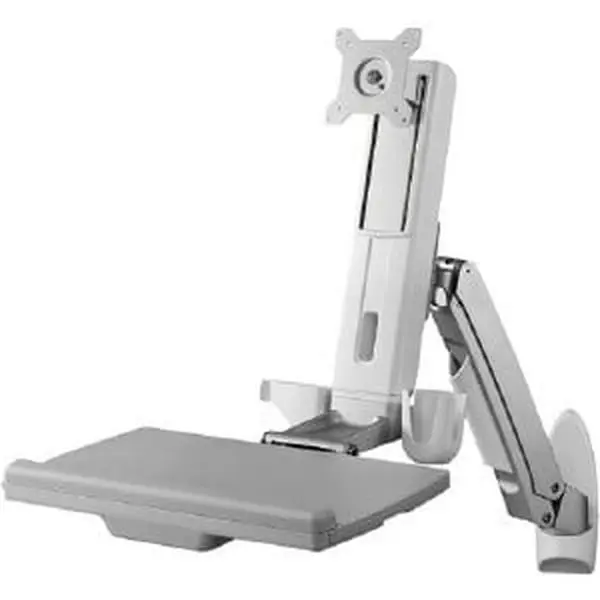 Startech 24in Black Single-Monitor Wall Mount Kit with Keyboard & Mouse Holder - Computer Accessories, Sit-Stand Laptop Stand & Tray, Easy Height Adjustment, Space-Saving for Areas That Don't Have Enough Space
