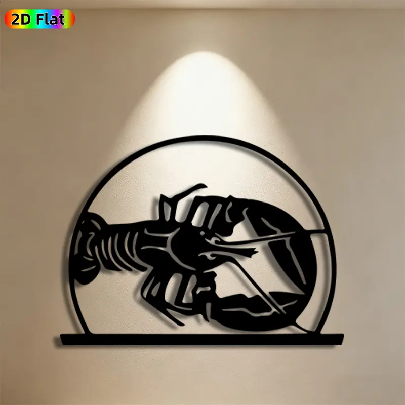 1pc Lobster Metal Wall Art Lobster Statue Mural, Ideal Gift for New Year, Easter, Lobster Decor Enthusiasts, Weather-Resistant Metal Wall Decor Wall Sculptures, Perfect for Kitchen Wall & Garden Fence Lobster Enthusiasts