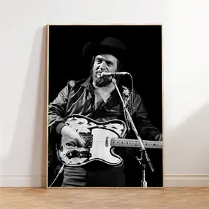 Waylon Jennings Playing The Guitar Poster