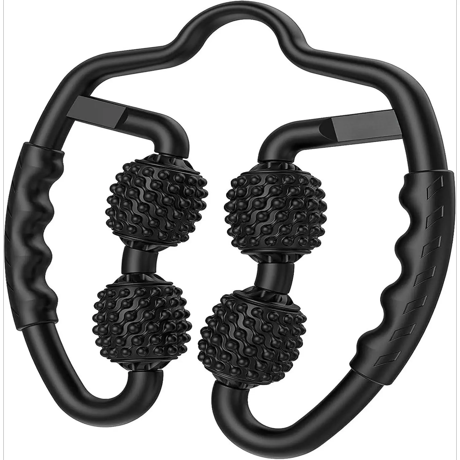Handheld Uneven Texture Fascia Roller & Cellulite Massager - 6 Wheel-Gray Black Fitness Therapy Tool for Adults, Muscle Tightness Relief, Body Care, Gym Use, Exercise