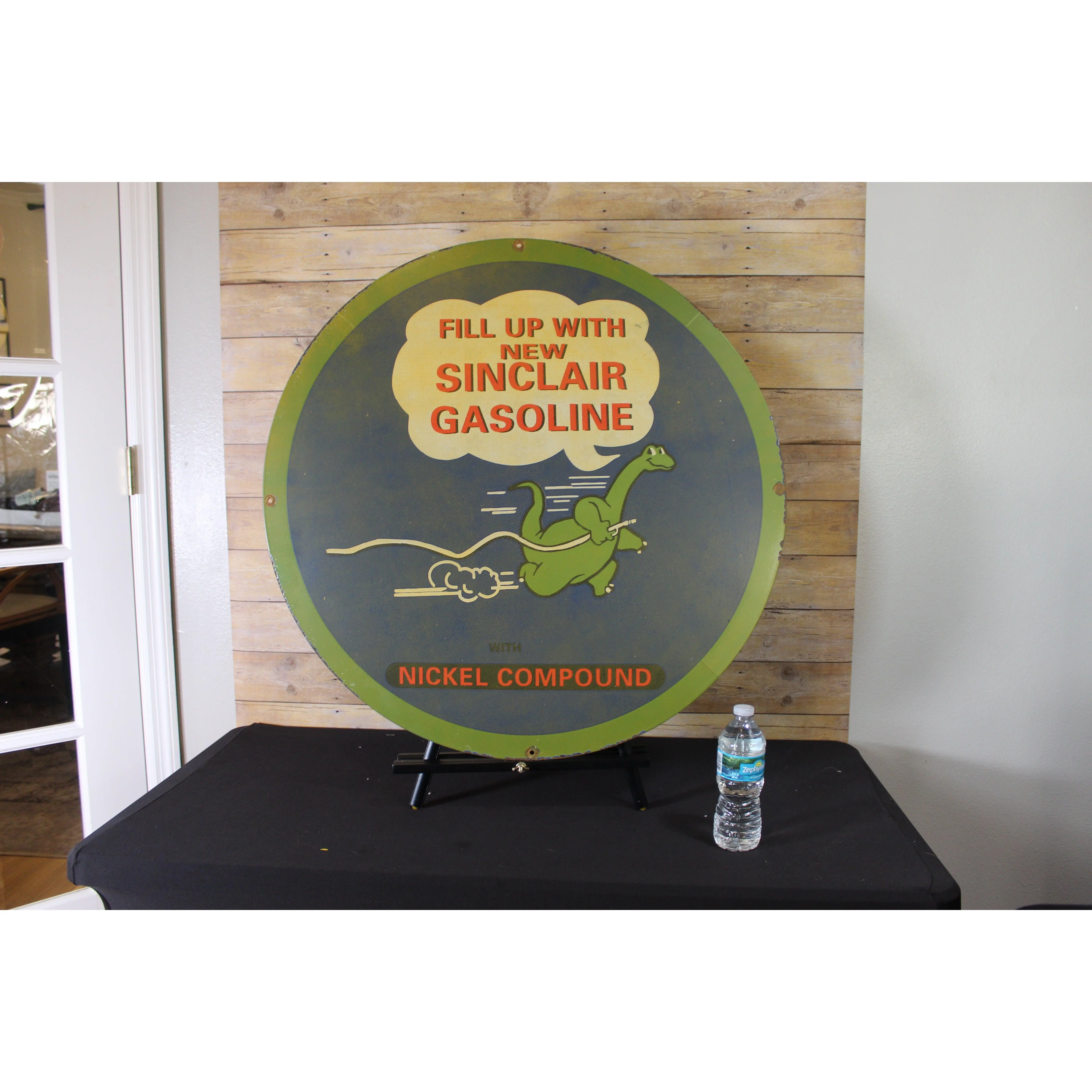 XL Vintage Porcelain Enamel Sign - Sinclair Gasoline Nickel