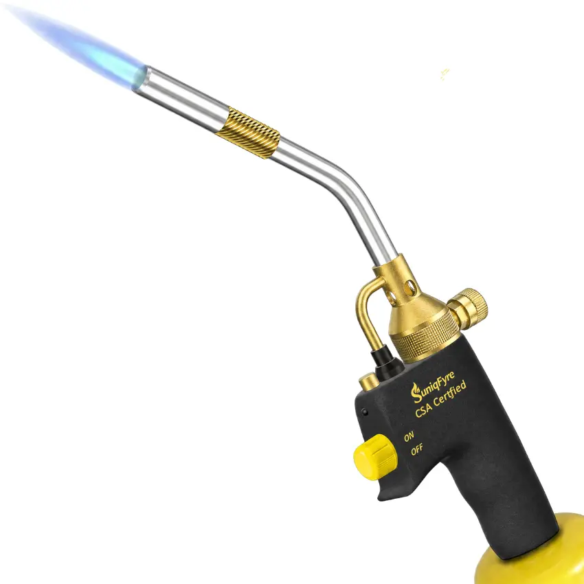 Propane Torch Head, High Intensity Upgraded 10,000 BTU Trigger Start Gas Torch with Self-Ignition, Flame Lock&Built-in Pressure Valve, 360° All-Angle Burn CGA600 Plumbing  Soldering Torch Multi-Use Tool for Soldering,Cooking, Barbecue (Tank Not Included)