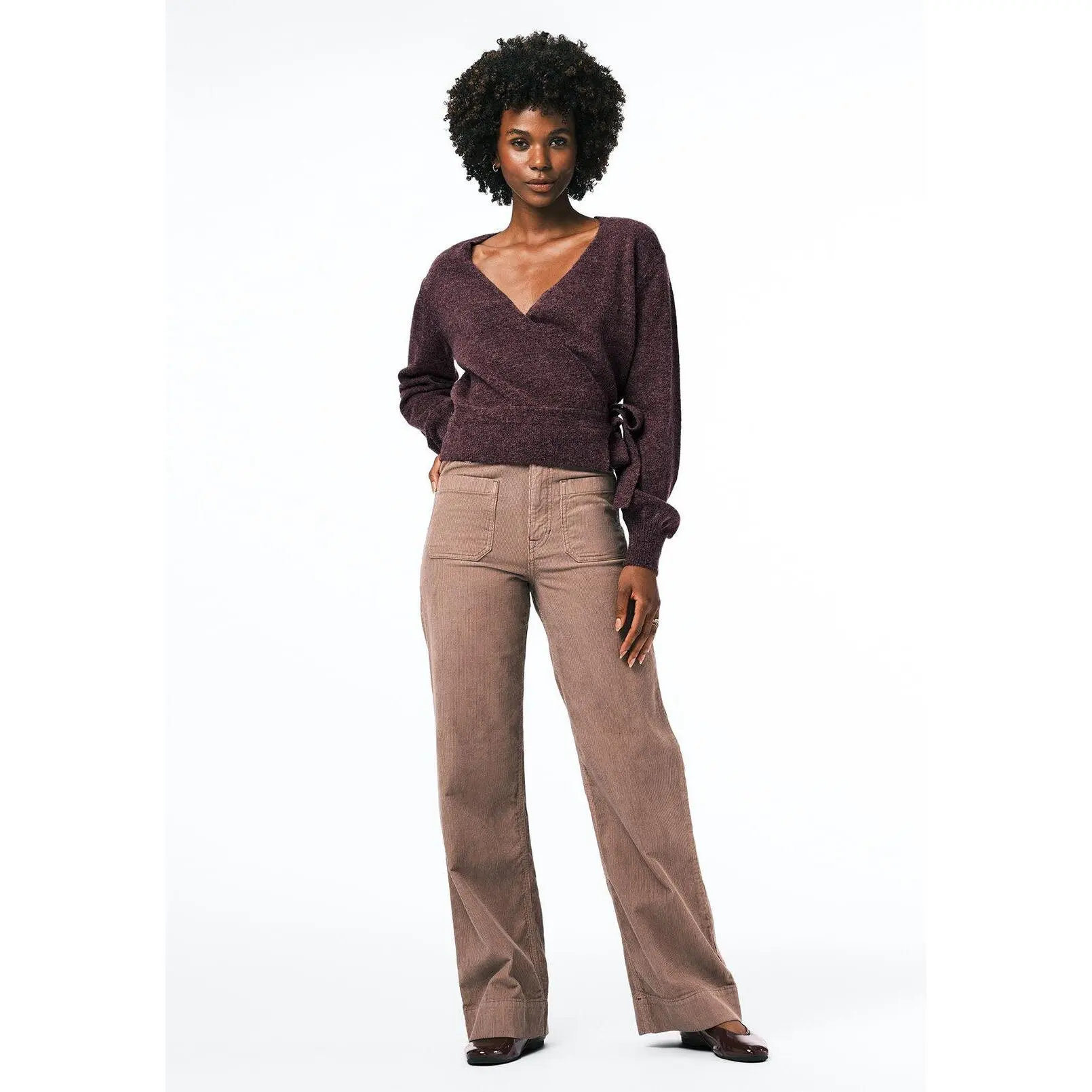 Jadis Women's Wrap Front Sweater, Fig - SW0099