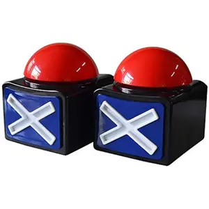 Game Answer Buzzer 2 Pcs, Light Up Sound Play Button with Alarm for Trivia Quiz, Got Talent Style Buzzer Toys for Kids & Adults, Party Classroom Interactive Game Supplies