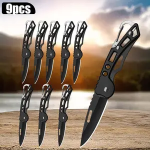 9PCS Stainless Steel Folding Knife Multi Function Pocket Utility Knife For Outdoor Camping BBQ Butcher Boning Meat Cleaver Fruit