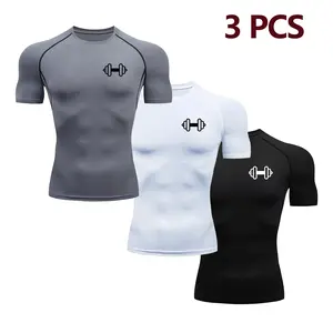 3-Pack Men’s Compression Workout Shirts | 100% Polyester, Slight Stretch, Dumbbell HTV Logo. Direct shipping from the US, sizes S–2XL #GymWear #CompressionShirts #3PackDeal #FitnessEssentials #TikTokFinds