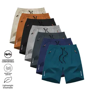 Men’s Solid Color Zip-Pocket Bermuda Shorts – Summer Casual, Comfortable, Breathable, Tropical Beige