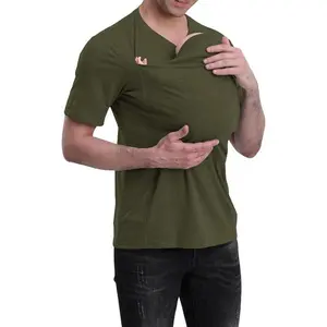 Mens Pocket T-Shirts, Dad Kangaroo Shirt for Baby, Kangaroo Pocket T-Shirt for Men and Women Cotton Menswear(Raincoats)（sneakers）